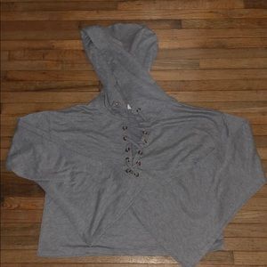 Long sleeve gray crop top